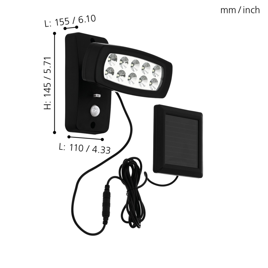 Eglo - LED solarno zidno svetlo sa senzorom LED/1,2V 600 mAh IP44