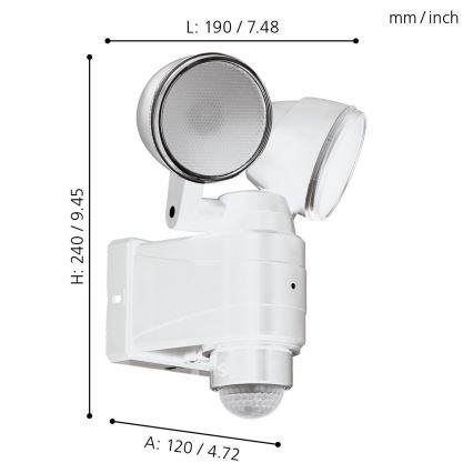 Eglo - LED spoljašnje svetlo sa senzorom 2xLED/4W/4xLR14 IP44