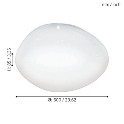 Eglo 98228 - LED prigušiva plafonska svetiljka SILERAS-A LED/36W/230V, prečnik 60 cm + daljinski upravljač