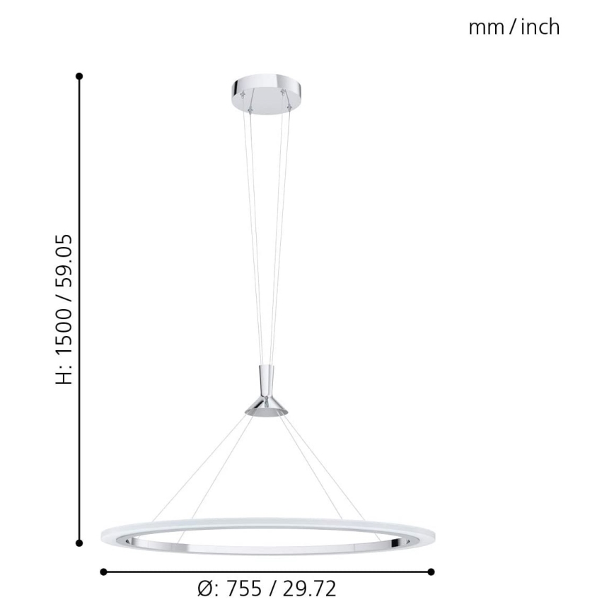 Eglo 98427 - LED RGB prigušiva luster na sajli HORNITOS-C LED/37W/230V + daljinski upravljač