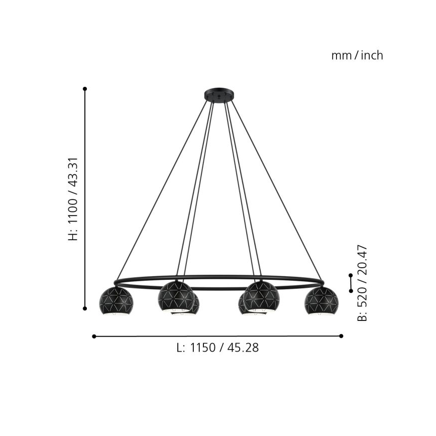 Eglo - Luster na sajli 6xE14/40W/230V