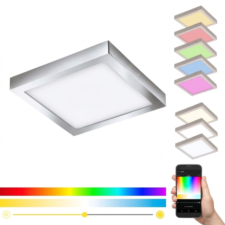 Eglo - LED RGBW prigušiva stropna svetiljka FUEVA-C LED/21W/230V Bluetooth IP44 30x30 cm