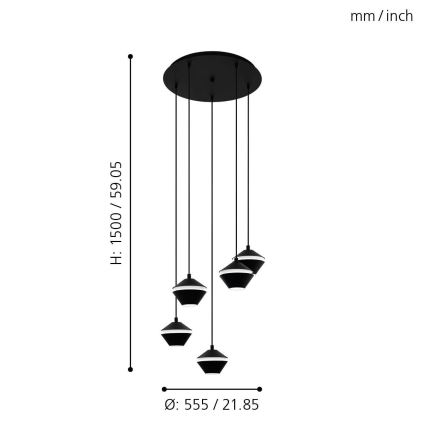 Eglo 98683 - LED luster na sajli PERPIGO 5xGU10/5W/230V
