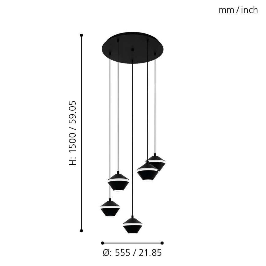 Eglo 98683 - LED luster na sajli PERPIGO 5xGU10/5W/230V