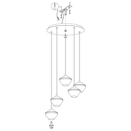 Eglo 98683 - LED luster na sajli PERPIGO 5xGU10/5W/230V