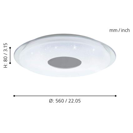 Eglo - LED RGB prigušiva plafonska lampa LANCIANO-C LED/38W/230V + daljinski upravljač