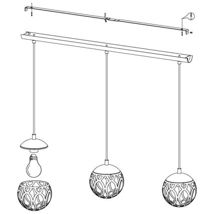 Eglo - luster na sajli 3xE27/60W/230V