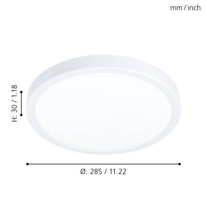 Eglo - LED plafonsko svetlo LED/20W/230V, prečnik 28,5 cm