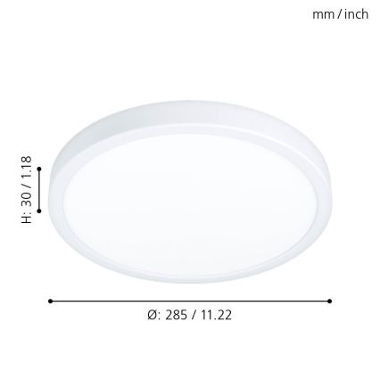 Eglo - LED kupatilsko plafonsko svetlo LED/20W/230V IP44 prečnik 28,5 cm