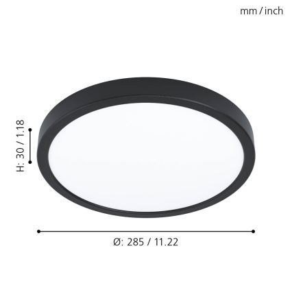 Eglo - LED plafonsko svetlo za kupatilo, 20 W, 230 V, IP44, prečnik 28,5 cm