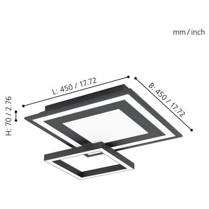 Eglo - LED RGB prigušiva plafonska svetiljka SAVATAEILA-C LED/20W/230V