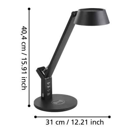Eglo 99832 - LED prigušiva dodirna stona lampa sa bežičnim punjenjem BANDERALO LED/4,8W/230V crna