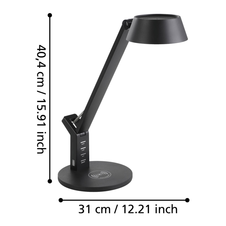 Eglo 99832 - LED prigušiva dodirna stona lampa sa bežičnim punjenjem BANDERALO LED/4,8W/230V crna
