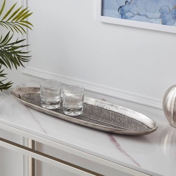 Eglo - Dekorativni poslužavnik 16,5x54 cm, srebrne boje