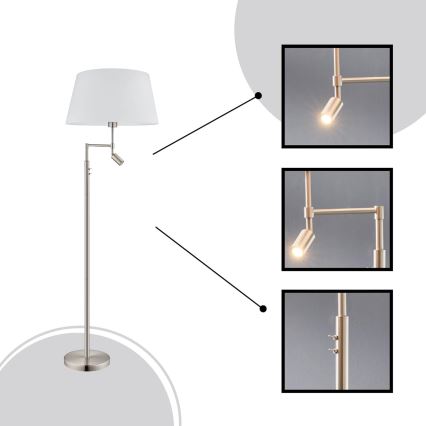 Eglo/Edi Light - LED podna lampa SANTANDER 1xE27/11W/230V + LED/2,3W mat hrom