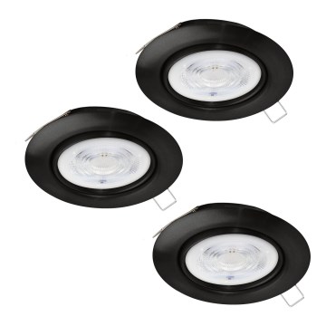 Eglo - KOMPLET 3x LED ugradna svetla 1xGU10/4W/230V crna
