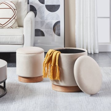 Eglo - Komplet od 2 taburea, prečnik 30,5/37 cm, bež