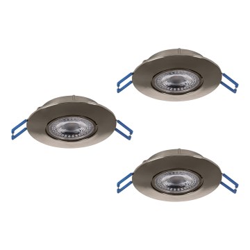 Eglo - KOMPLET od 3 LED ugradnih svetiljki LED/4,9W/230V 2700/4000/6500K, prečnik 9 cm, mat hrom