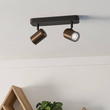 Eglo - Kupatilska spot svetiljka 2xGU10/5W/230V IP44 crna/braon