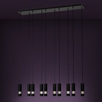 Eglo - LED luster na sajli 10xGU10/4,6W/230V crna