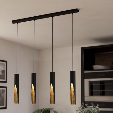 Eglo - LED luster na sajli 4xGU10/4,5W/230V crna/zlatna