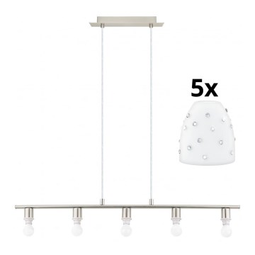 Eglo - LED luster na sajli MY CHOICE 5xE14/4W/230V mat hrom/bela