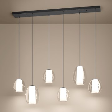 Eglo - LED luster na sajli (prigušiva) 2xLED/7W/230V + 4xLED/5,5W + 6xLED/1,6W 2200-6500K crni hrom