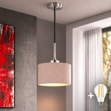 Eglo - LED luster na sajli TUNJA 1xE27/60W/230V prečnik 20 cm bež/crna
