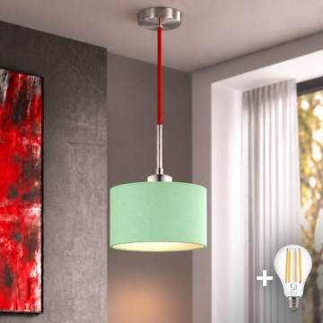 Eglo - LED luster na sajli TUNJA 1xE27/60W/230V prečnik 20 cm zelena/crvena