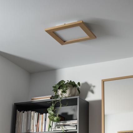 Eglo - LED prigušiva površinski panel SALOBRENA 2 WOOD LED/16W/230V 4000K 34x34 cm braon