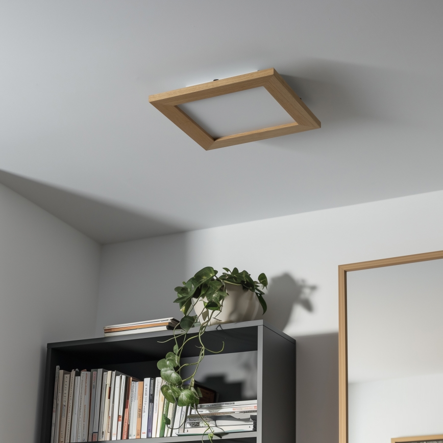 Eglo - LED prigušiva površinski panel SALOBRENA 2 WOOD LED/16W/230V 4000K 34x34 cm braon