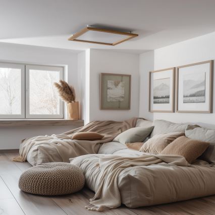 Eglo - LED prigušiva panel SALOBRENA-TW WOOD LED/32,5W/230V 2700-6500K 64x64 cm braon + daljinski upravljač