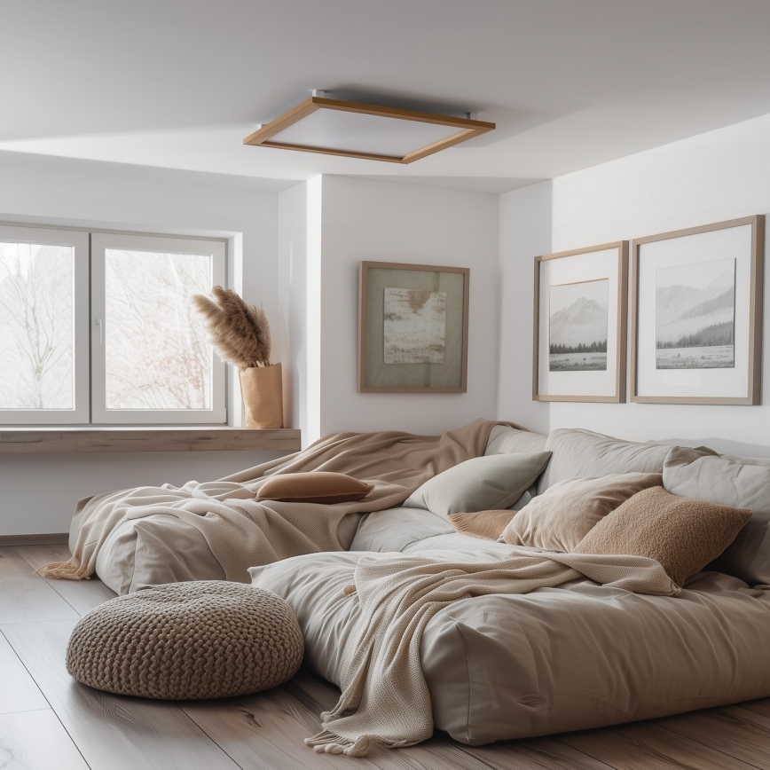 Eglo - LED prigušiva panel SALOBRENA-TW WOOD LED/32,5W/230V 2700-6500K 64x64 cm braon + daljinski upravljač