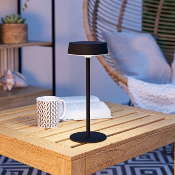 Eglo - LED prigušiva stona lampa na solarno punjenje, dodirna, LED/3W/5V, 3000–6000K, 1800 mAh, IP44, crna