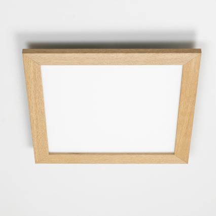 Eglo - LED RGB prigušiva površinski montiran plafonski panel SALOBRENA-C WOOD LED/24W/230V 2700-6500K 49,5x49,5 cm braon + daljinski upravljač