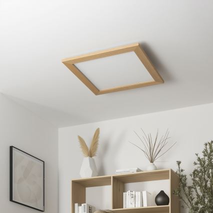 Eglo - LED RGB prigušiva površinski montiran plafonski panel SALOBRENA-C WOOD LED/24W/230V 2700-6500K 49,5x49,5 cm braon + daljinski upravljač