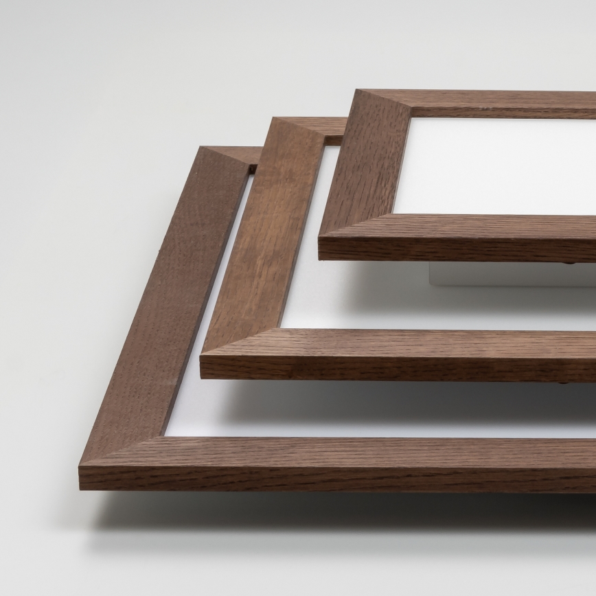 Eglo - LED RGB prigušiva površinska svetiljka SALOBRENA-C WOOD LED/24W/230V 2700-6500K 49,5x49,5 cm tamno braon + daljinski upravljač