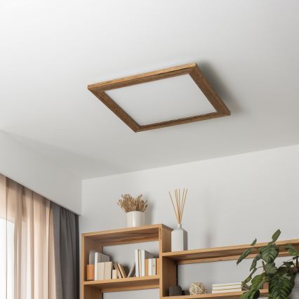 Eglo - LED RGB prigušiva površinski plafonski panel SALOBRENA-C WOOD LED/24W/230V 2700-6500K 49,5x49,5 cm braon + daljinski upravljač