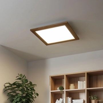 Eglo - LED RGB prigušiva površinski plafonski panel SALOBRENA-C WOOD LED/24W/230V 2700-6500K 49,5x49,5 cm braon + daljinski upravljač