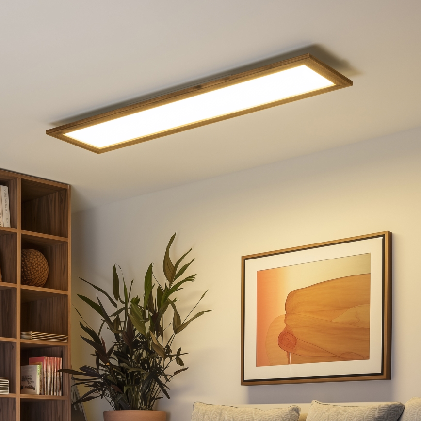 Eglo - LED RGBW prigušiva panel za površinsku montažu SALOBRENA-C WOOD LED/34W/230V 2700-6500K 34x124 cm braon + daljinski upravljač