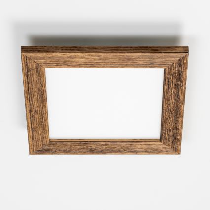 Eglo - LED RGBW prigušiva nadgradni plafonski panel SALOBRENA-C WOOD LED/16W/230V 2700-6500K 34x34 cm smeđa + daljinski upravljač