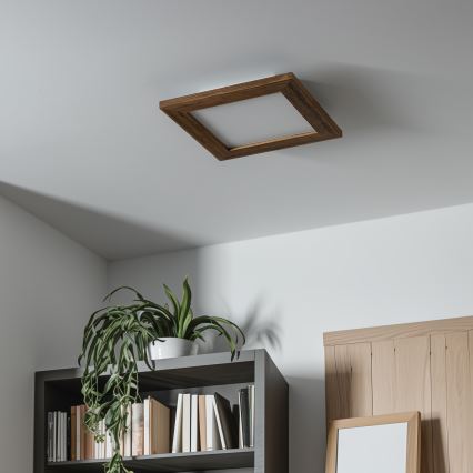 Eglo - LED RGBW prigušiva nadgradni plafonski panel SALOBRENA-C WOOD LED/16W/230V 2700-6500K 34x34 cm smeđa + daljinski upravljač