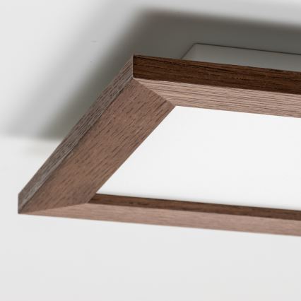 Eglo - LED RGBW prigušiva prislonjen panel SALOBRENA-C WOOD LED/16W/230V 2700-6500K 34x34 cm tamno smeđa + daljinski upravljač