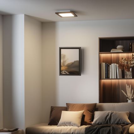 Eglo - LED RGBW prigušiva prislonjen panel SALOBRENA-C WOOD LED/16W/230V 2700-6500K 34x34 cm tamno smeđa + daljinski upravljač