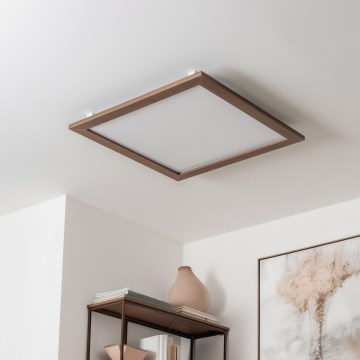 Eglo - LED RGBW prigušiva nadgradni panel SALOBRENA-C WOOD LED/34W/230V 2700-6500K 64x64 cm tamno braon + daljinski upravljač