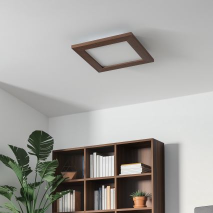 Eglo - LED RGBW prigušiva nadgradni panel SALOBRENA-C WOOD LED/16W/230V 2700-6500K 34x34 cm tamno braon + daljinski upravljač