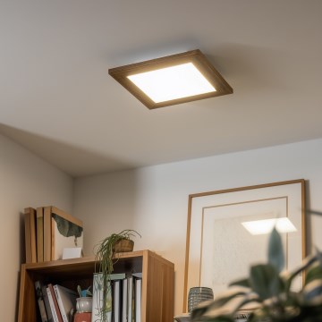 Eglo - LED RGBW prigušiva nadgradni plafonski panel SALOBRENA-C WOOD LED/16W/230V 2700-6500K 34x34 cm smeđa + daljinski upravljač