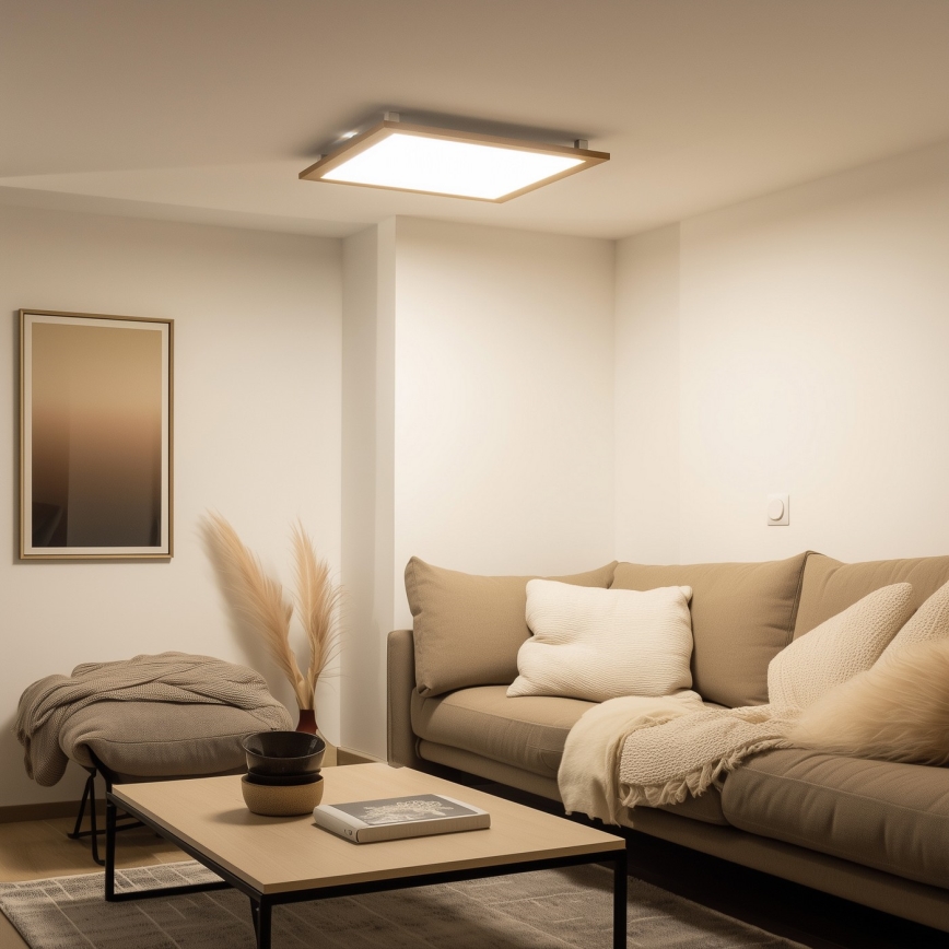 Eglo - LED RGBW prigušiva plafonska ploča SALOBRENA-C WOOD LED/30,5W/230V 2700-6500K 64x64 cm braon + daljinski upravljač