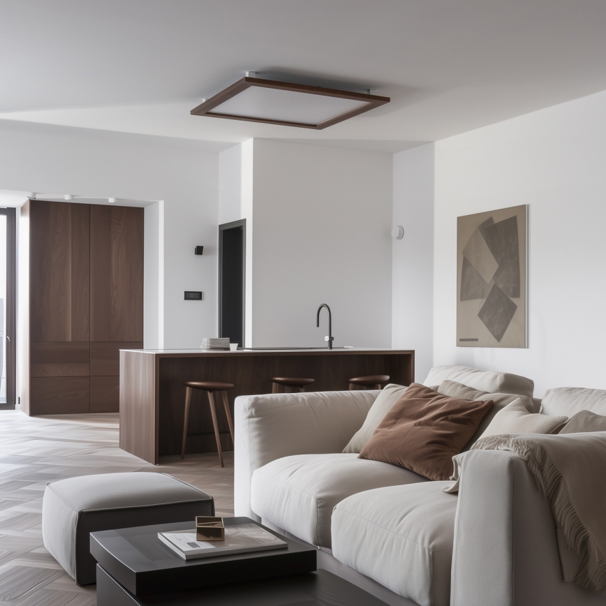 Eglo - LED RGBW prigušiva površinski montiran panel SALOBRENA-C WOOD LED/30,5W/230V 2700-6500K 64x64 cm tamno braon + daljinski upravljač