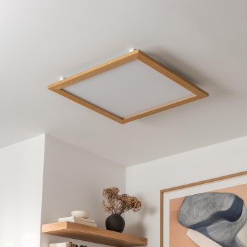 Eglo - LED RGBW prigušiva površinski montiran panel SALOBRENA-C WOOD LED/34W/230V 2700-6500K 64x64 cm braon + daljinski upravljač